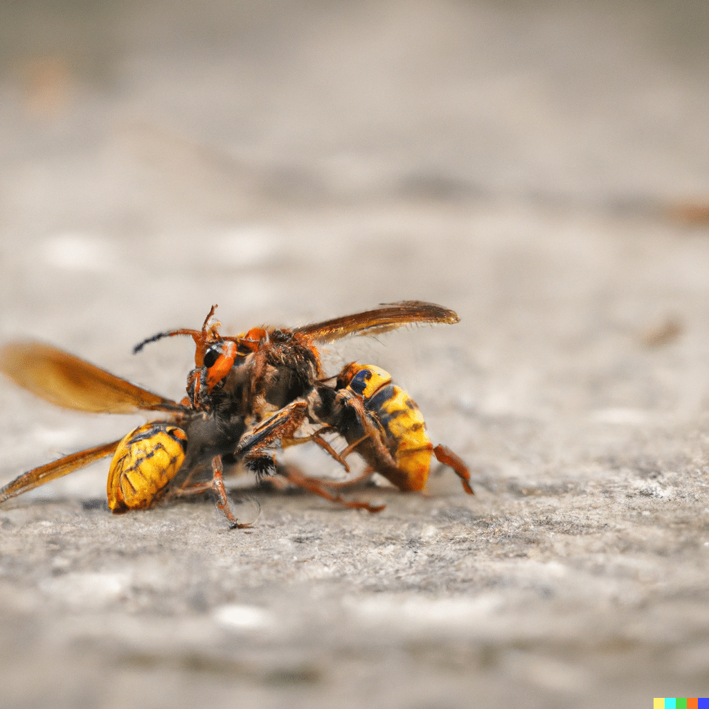 DALL%C2%B7E 2023 07 04 10.17.18 Vespa crabro Hornets fighting together in a vers realistic and natural style with a camera high definition  - Pourquoi les frelons se battent entre eux?